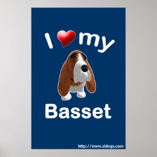 I Love My Basset Affiche