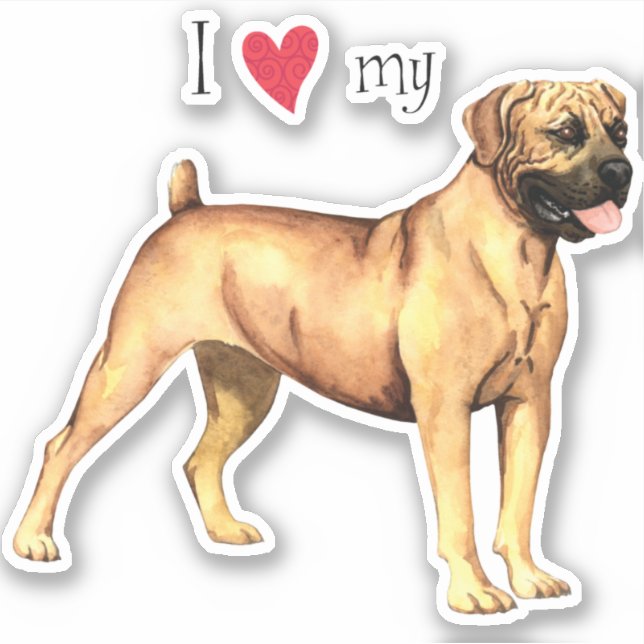 I Love my Boerboel Vinyl Sticker (Devant)
