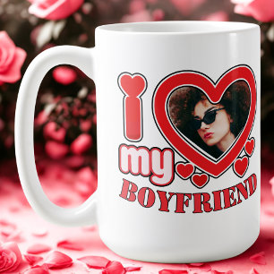 I Love My Boyfriend Mug Custom Red Heart Photo