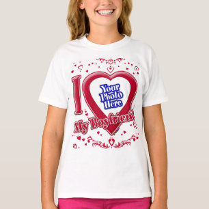 I Love My Boyfriend Photo Red Hearts T-Shirt