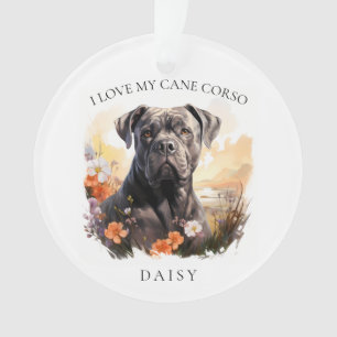 I Love My Cane Corso Floral Dog Portrait
