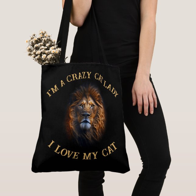"I Love My Cat" Amusant Nom personnalisé Grand Sac (De près)
