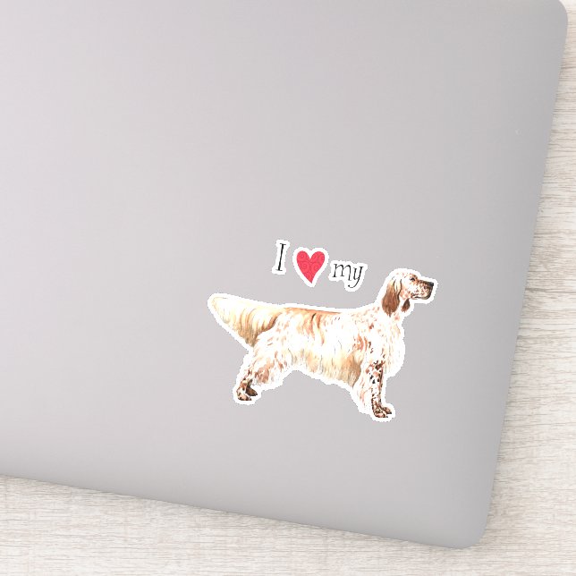 I Love my English Setter Vinyl Sticker (Détail)