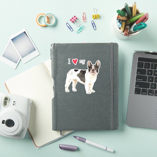 I Love my French Bulldog Vinyl Sticker (Couverture iPad)
