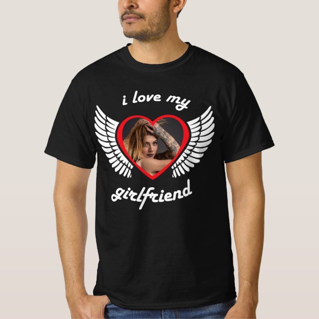 I Love My Girlfriend Photo Black T-shirt (Devant)