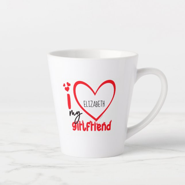I Love My Girlfriend Photo Cadeau Latte Mug (Droite)