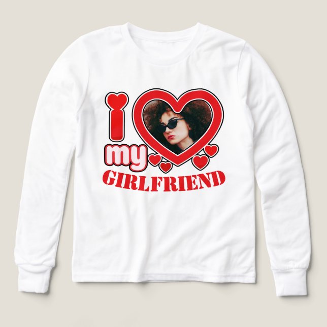 I Love My Girlfriend Photo Texte personnalisé (Motif recto)