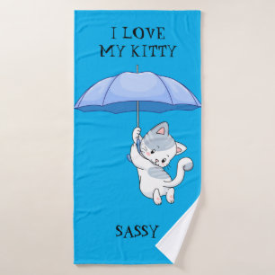 "I LOVE MY KITTY" enfant serviette de bain avec no