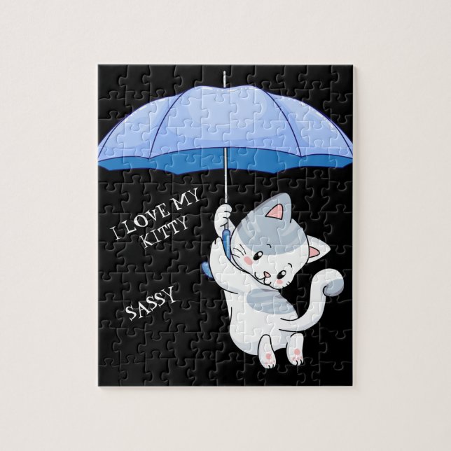 "I LOVE MY KITTY" puzzle avec nom d'animal de comp (Vertical)