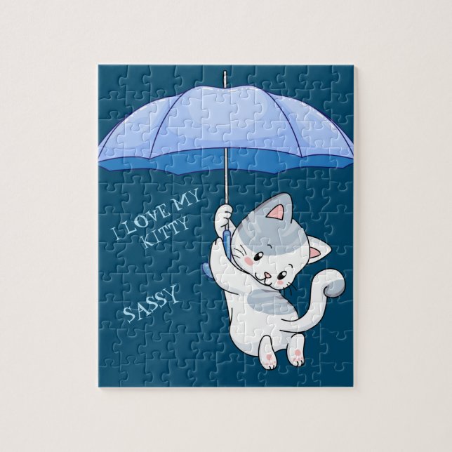 "I LOVE MY KITTY" puzzle avec nom d'animal de comp (Vertical)