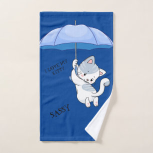 "I LOVE MY KITTY" serviette de bain avec nom d'ani
