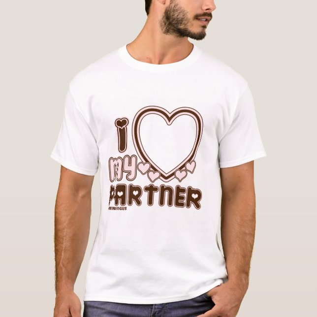 I Love My Partner T-shirt personnalisé en BROWN (Devant)