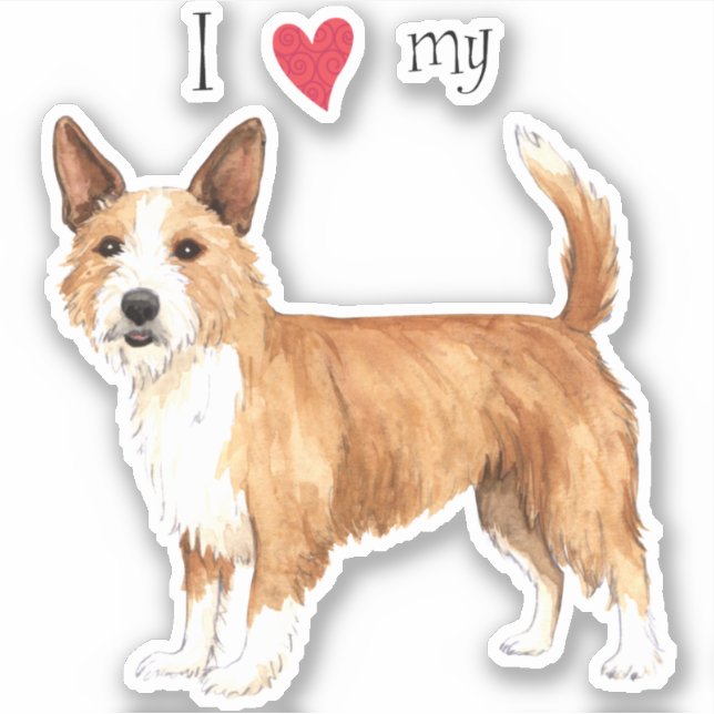 I Love my portugais Podengo Pequeno Vinyl Sticker (Devant)