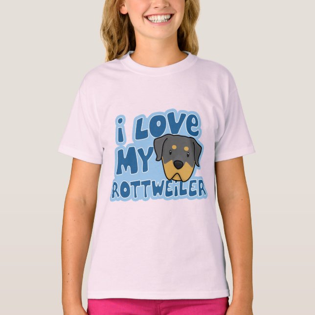 I Love My Rottweiler Girl's Ringer T-Shirt (Devant)
