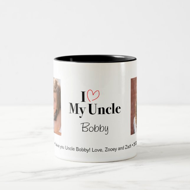 I Love my Uncle 2 Photo Custom Mug (Centre)