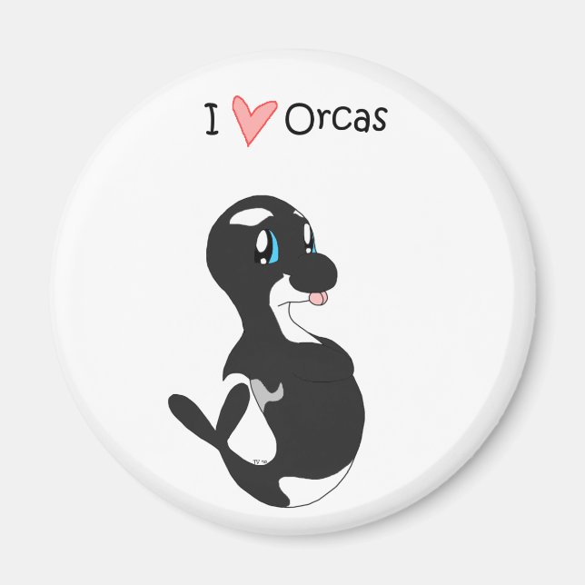 I Love Orcas Magnet (Devant)