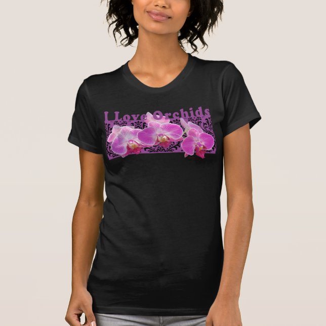 I Love Orchids T-shirt noir (Devant)