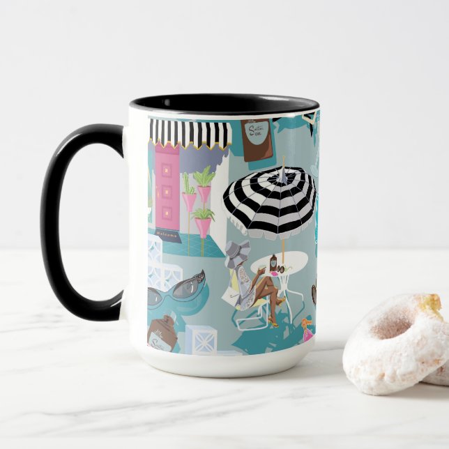 I Love Palm Springs Retro Resort 15 oz. Café Mug (Avec donut)
