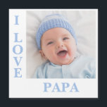 I Love Papa Typographie Photo Carte magnétique<br><div class="desc">Carte photo doux avec "I L-O-V-E Papa typographie.  Ajoutez votre propre photo pour customiser. Si mignon !</div>