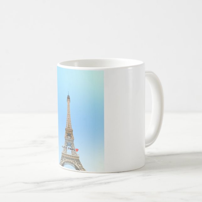 I Love Paris Mug – Eiffel Tower Illustration Coffe (Devant droit)