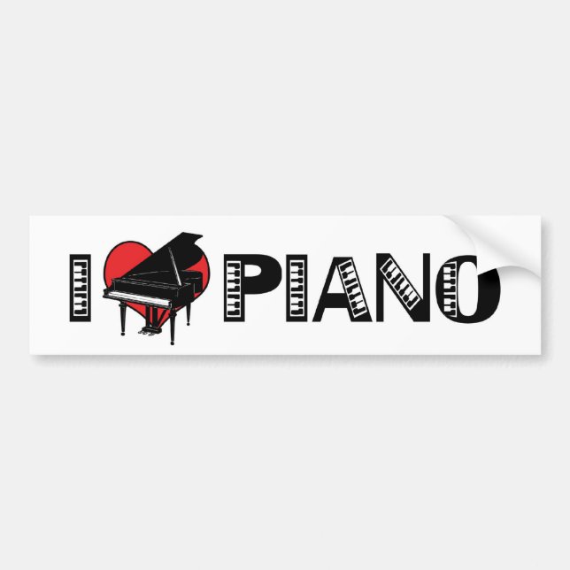 I Love Piano Bumper Sticker (Devant)
