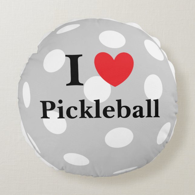 "I Love Pickleball" Coussin rond (Devant)