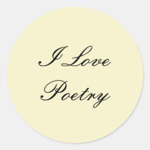 I Love Poetry Stickers Rond (Crème et Noir)