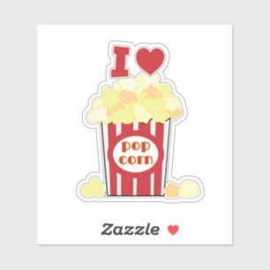 I Love Popcorn Sticker