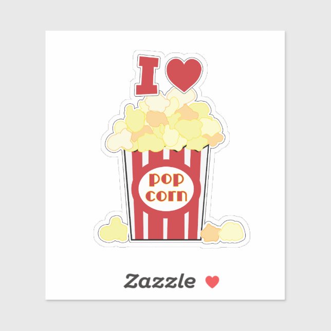 I Love Popcorn Sticker (Feuille)