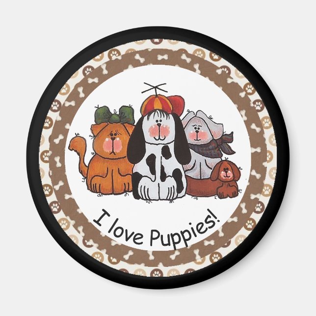 I Love Puppies Magnet (Devant)