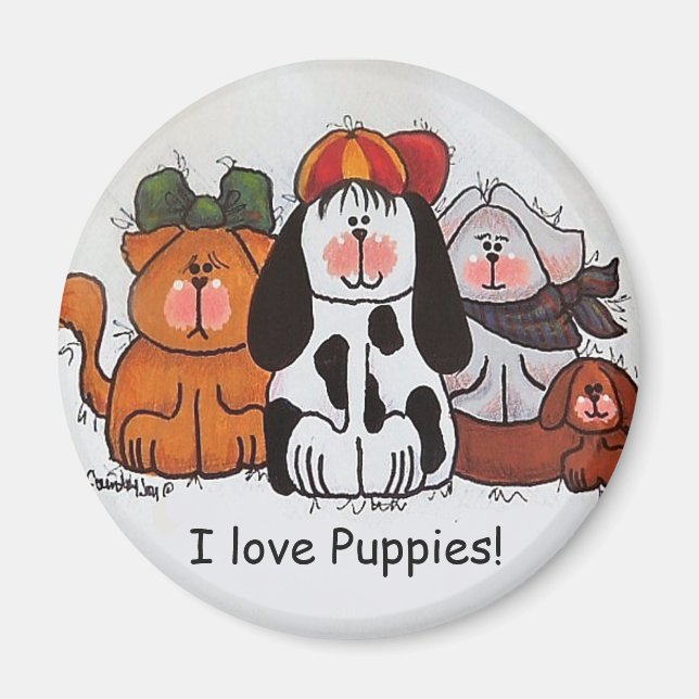 I Love Puppies Magnet (Devant)