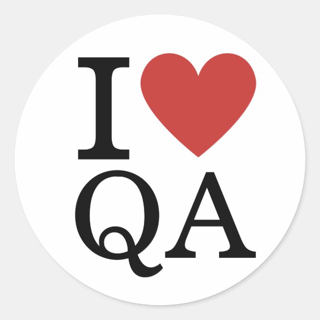 I ❤️ Love QA - Quality Assurance STICKER (Devant)