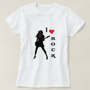 I Love Rock Music T-Shirt - Guitare Player Girl