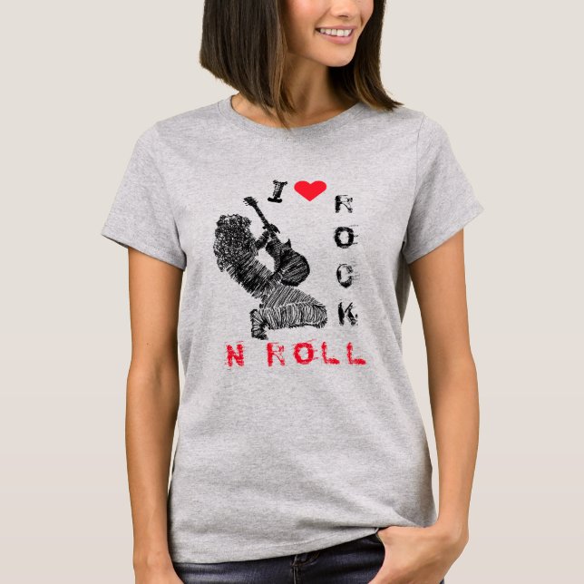 I Love Rock N Roll T-Shirt Gift Rock Guitariste (Devant)