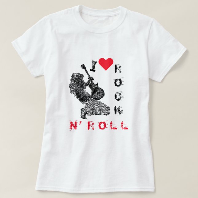 I Love Rock N'Roll T-Shirt Guitare Player (Design devant)