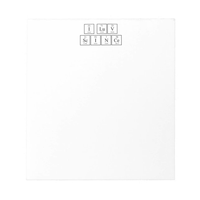 I Love Science Bloc-notes (Devant)