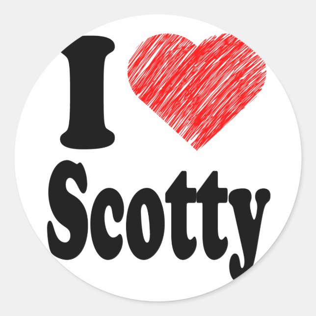 I Love Scotty Heart Art Sticker rond (Devant)