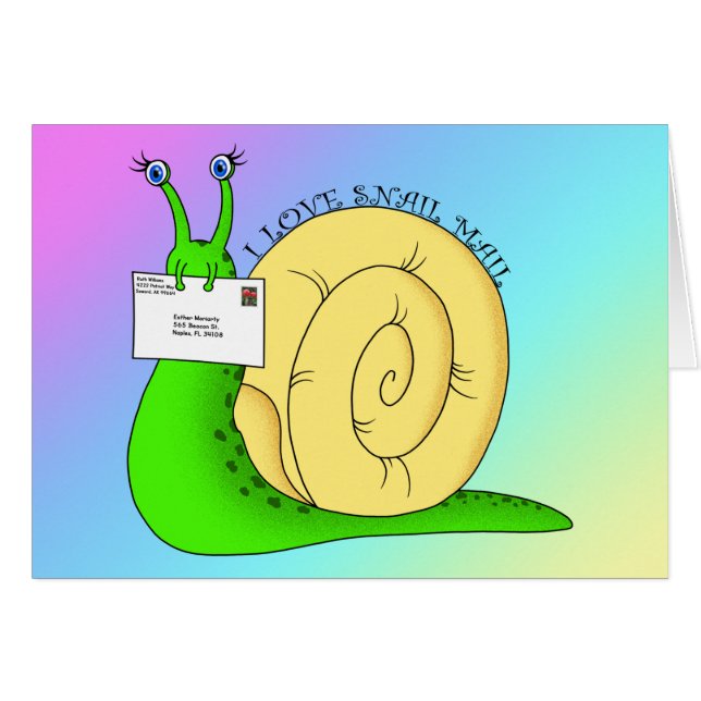 I Love Snail Mail (Gradient) - Carte d'art de 5 po (Devant horizontal)