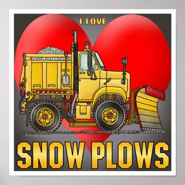 I Love Snow Plow Trucks Poster Imprimer (Devant)