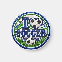 I Love Soccer Magnet | Soccer Lover Sports Refrige