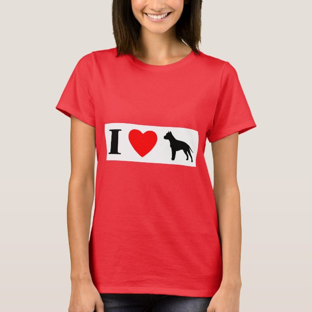 I Love Staffordshire Terriers Dames Ringer TShirt (Devant)