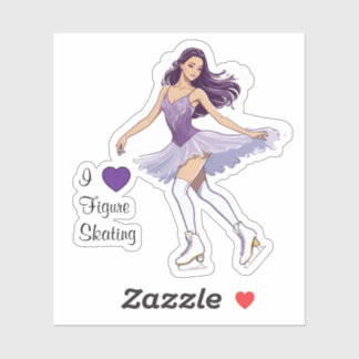 I Love Sticker de patinage artistique Sticker de c