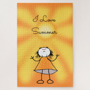 I Love Summer Puzzle - Happy Girl - Painting