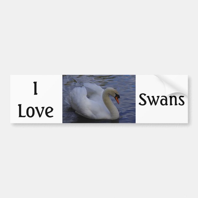 I Love Swans Bumper Sticker (Devant)