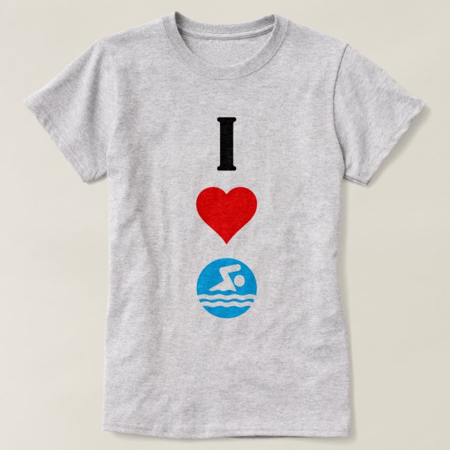I Love Swim / I Heart Swim Mignonne Dames T-shirt (Design devant)