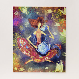I Love Tea Girl Puzzle Imaginaire Fairytale Peintu