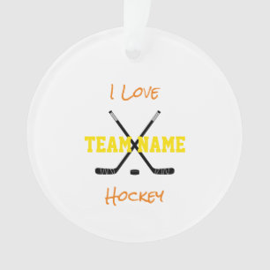 I Love Team Name Hockey Sticks Sports Colors