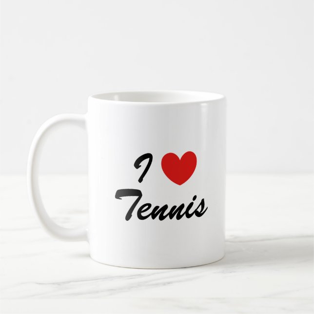 I Love Tennis Sports Typographie Coffee Mug (Gauche)
