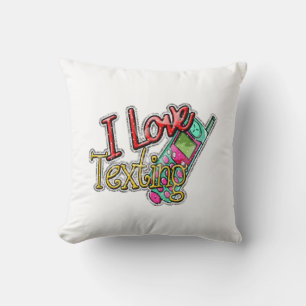 I Love Texting Coussin blanc et noir