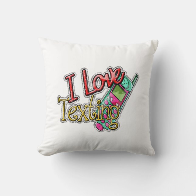I Love Texting Coussin blanc et noir (Recto)